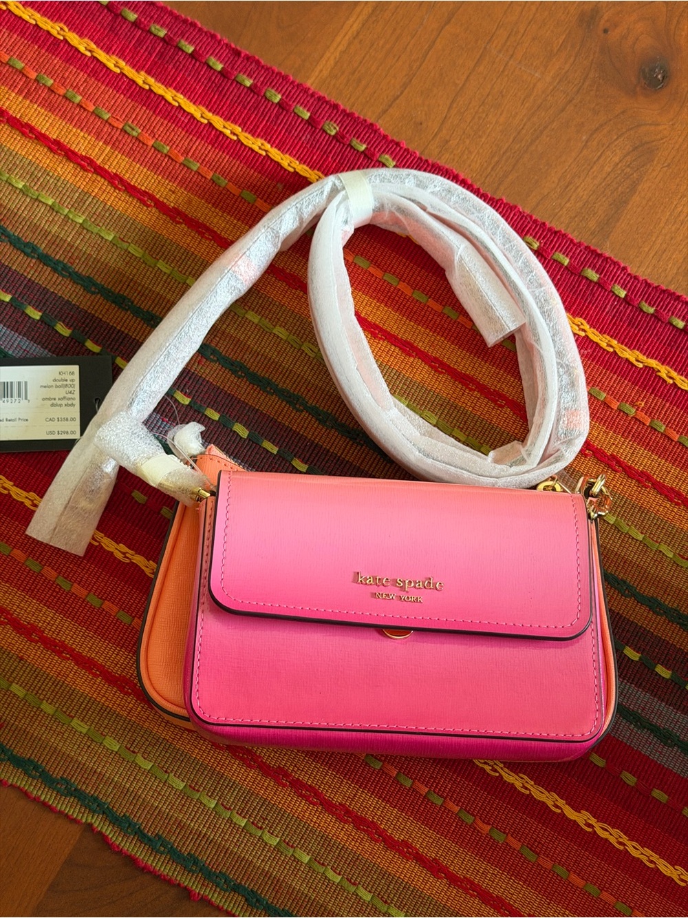 kate spade New York  Ombre Crossbody Bag.  Melon and Coral